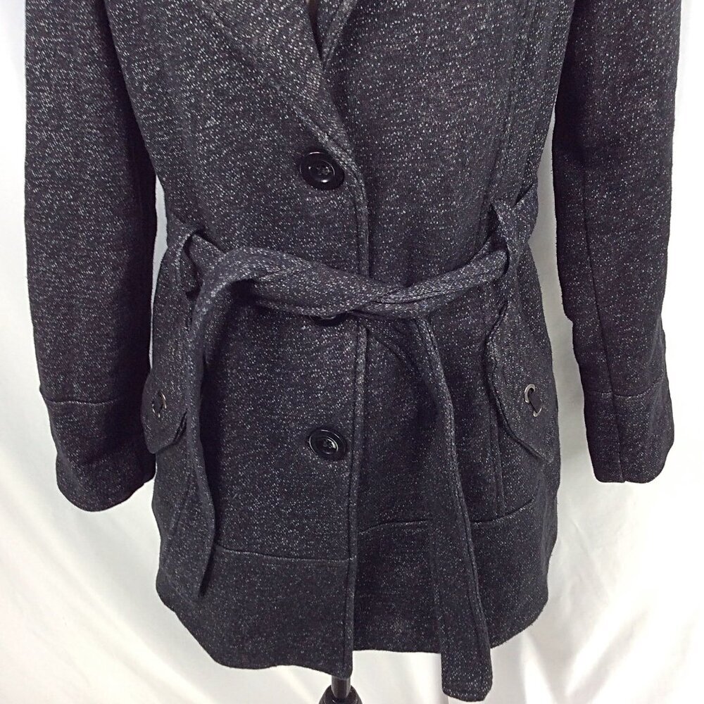 Liz Claiborne Women's Belted Knit Jacket Size Medium Black‎ Button Down - Picture 6 of 11